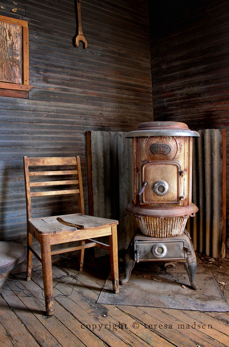 Old stove and chair Tonopah Historic Mining Park - Tonopah Nevada